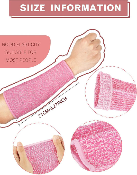 4 Pairs Arm Protectors for Thin Skin and Bruising Cut Resistant Arm Sleeves Forearm Level 5 Safety for Men Women(Grey, Blue, Pink, Yellow)