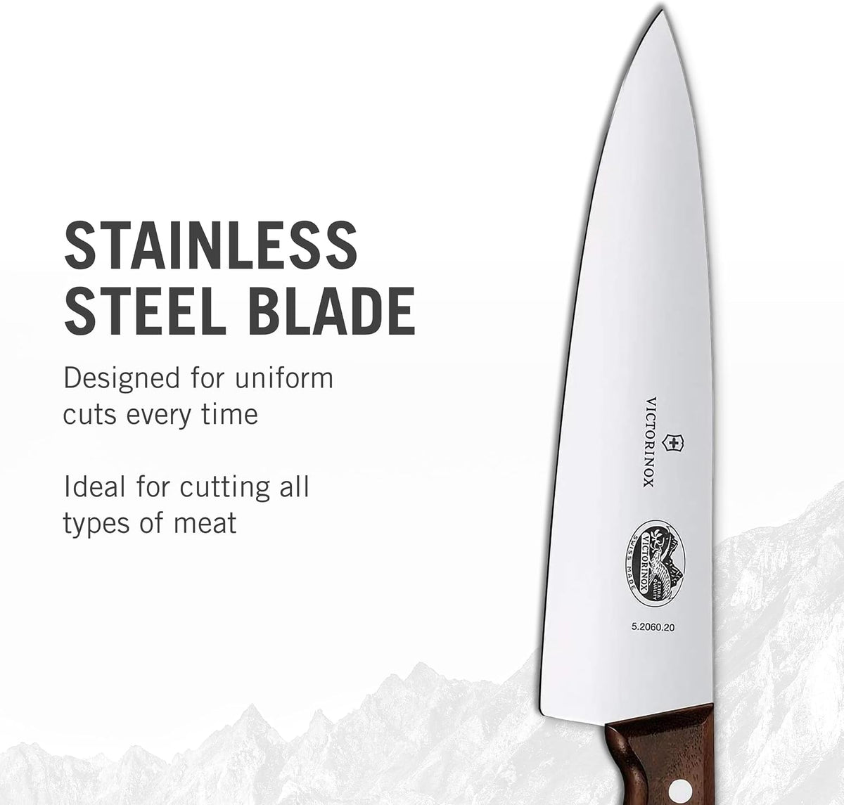 Wood 8 Inch Chef's Knife, Stainless Steel Slicing Knife
