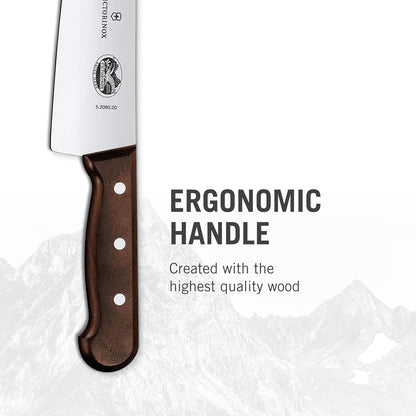 Wood 8 Inch Chef's Knife, Stainless Steel Slicing Knife