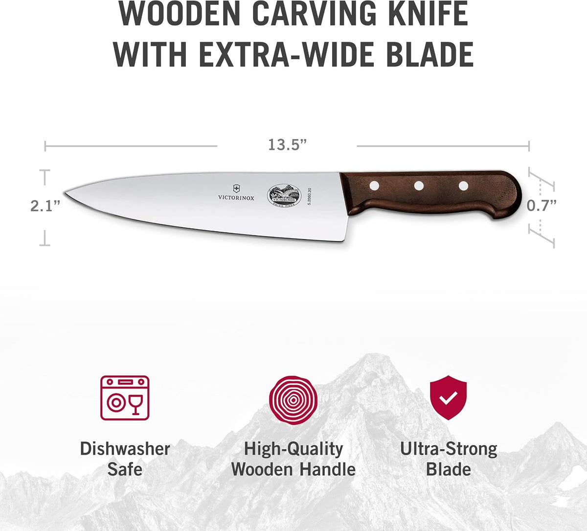 Wood 8 Inch Chef's Knife, Stainless Steel Slicing Knife