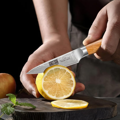 Damascus Kitchen Knife Set, Sharp Chef/Santoku/Fruit Knives