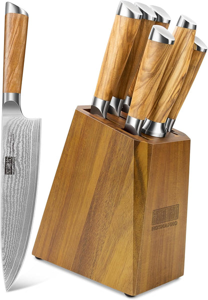 Damascus Kitchen Knife Set, Sharp Chef/Santoku/Fruit Knives