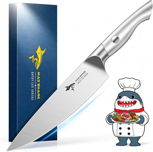 8 Inch Chef Knife, Professional Ultra Sharp Kitchen Knife | German High Carbon Steel Knife, Ergonomic Handle for Meat, Vegetables Cooking Knife for Mens, Mom & Dad Birthday Gifts
