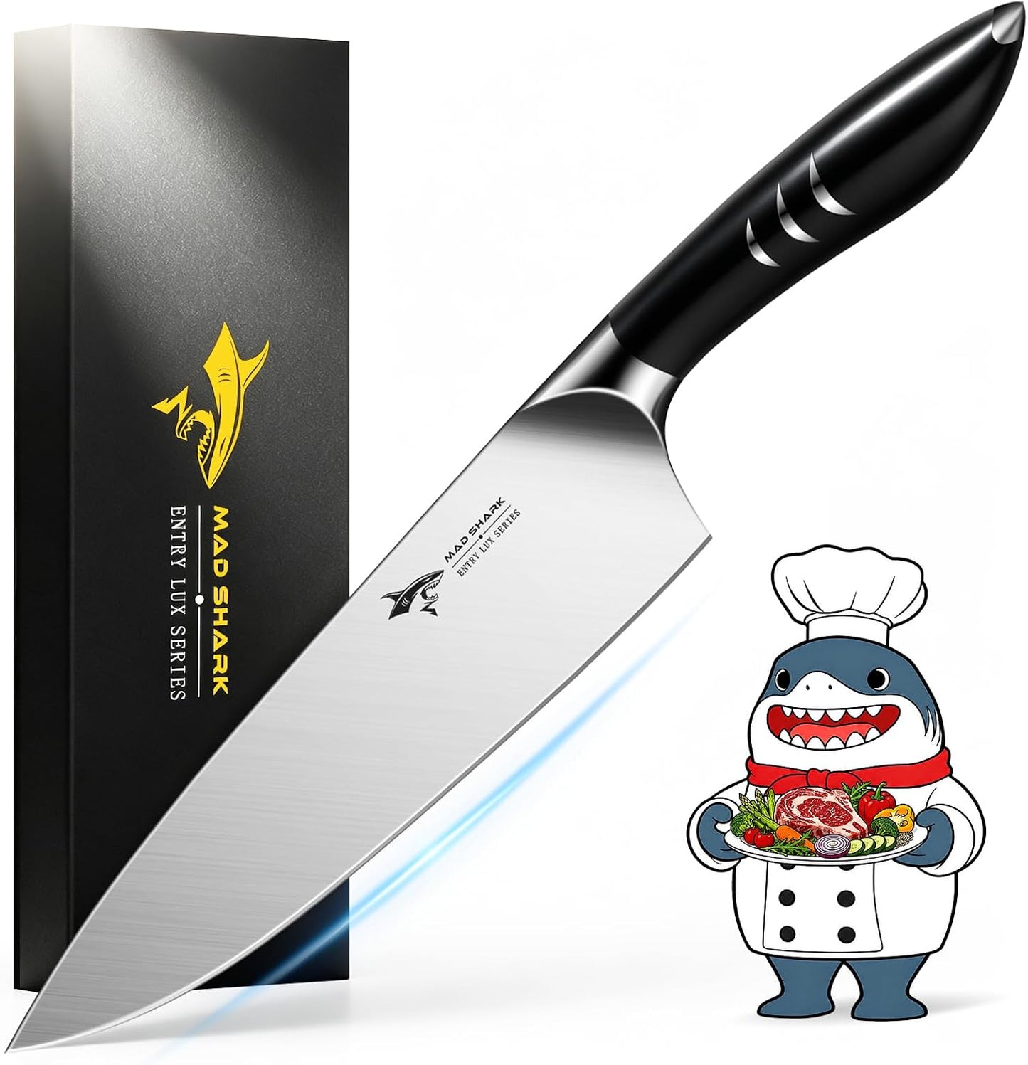 8 Inch Chef Knife, Professional Ultra Sharp Kitchen Knife | German High Carbon Steel Knife, Ergonomic Handle for Meat, Vegetables Cooking Knife for Mens, Mom & Dad Birthday Gifts