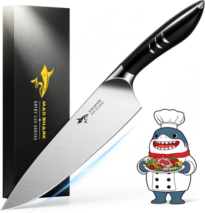 8 Inch Chef Knife, Professional Ultra Sharp Kitchen Knife | German High Carbon Steel Knife, Ergonomic Handle for Meat, Vegetables Cooking Knife for Mens, Mom & Dad Birthday Gifts