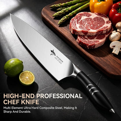 8 Inch Chef Knife, Professional Ultra Sharp Kitchen Knife | German High Carbon Steel Knife, Ergonomic Handle for Meat, Vegetables Cooking Knife for Mens, Mom & Dad Birthday Gifts
