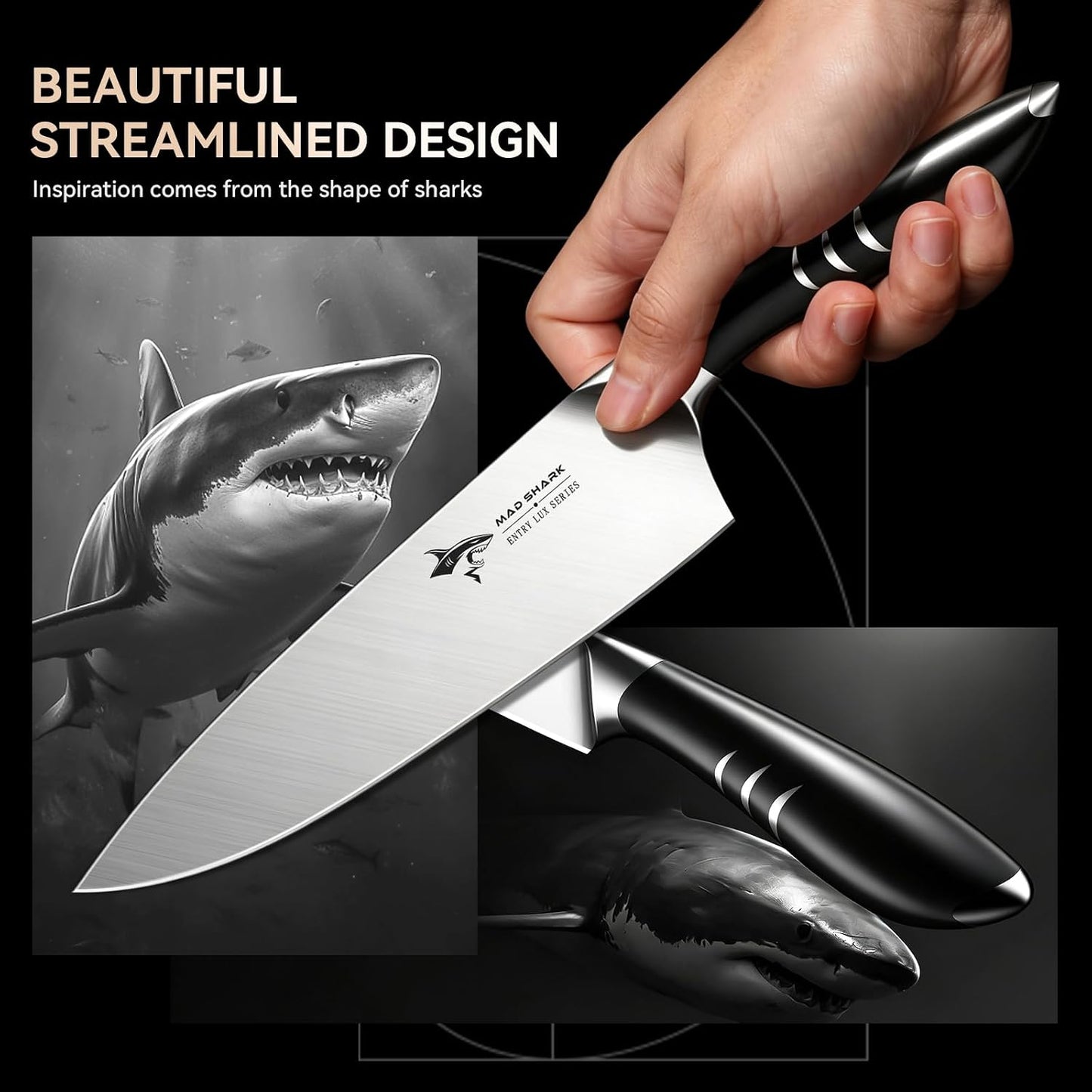 8 Inch Chef Knife, Professional Ultra Sharp Kitchen Knife | German High Carbon Steel Knife, Ergonomic Handle for Meat, Vegetables Cooking Knife for Mens, Mom & Dad Birthday Gifts