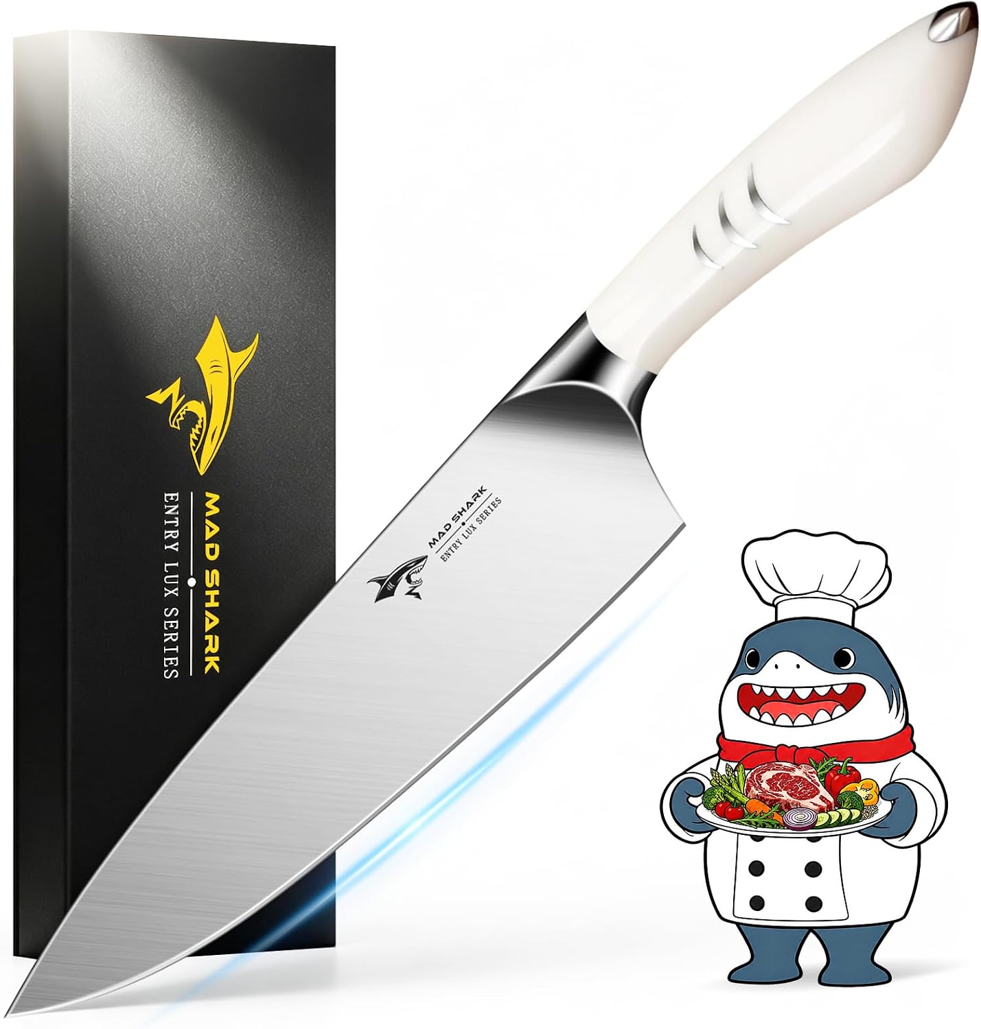 8 Inch Chef Knife, Professional Ultra Sharp Kitchen Knife | German High Carbon Steel Knife, Ergonomic Handle for Meat, Vegetables Cooking Knife for Mens, Mom & Dad Birthday Gifts
