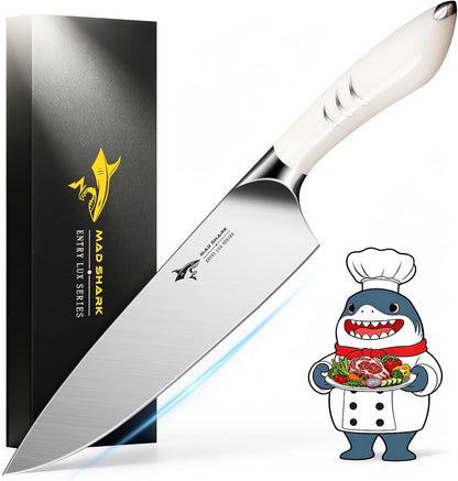 8 Inch Chef Knife, Professional Ultra Sharp Kitchen Knife | German High Carbon Steel Knife, Ergonomic Handle for Meat, Vegetables Cooking Knife for Mens, Mom & Dad Birthday Gifts