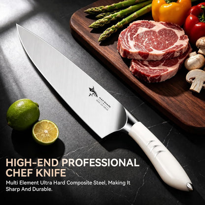 8 Inch Chef Knife, Professional Ultra Sharp Kitchen Knife | German High Carbon Steel Knife, Ergonomic Handle for Meat, Vegetables Cooking Knife for Mens, Mom & Dad Birthday Gifts