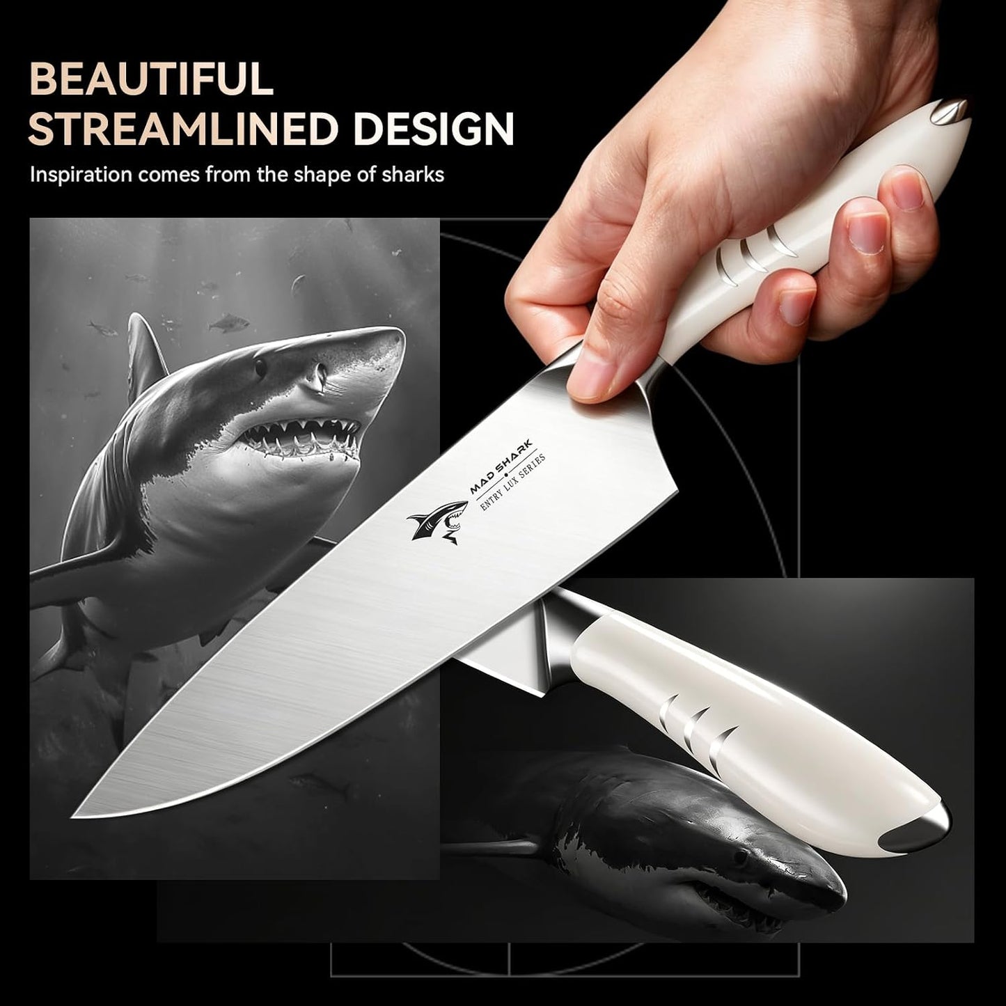 8 Inch Chef Knife, Professional Ultra Sharp Kitchen Knife | German High Carbon Steel Knife, Ergonomic Handle for Meat, Vegetables Cooking Knife for Mens, Mom & Dad Birthday Gifts