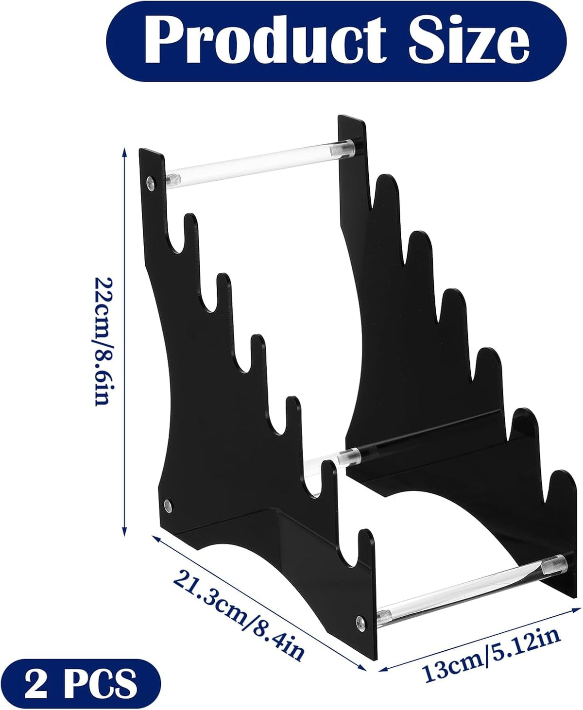 2 Pcs Knife Display Stand,Knife Holder Knife Storage Rack Acrylic Knife Display Case for Survival, Outdoor, EDC Mini Knife,dagger(Black)