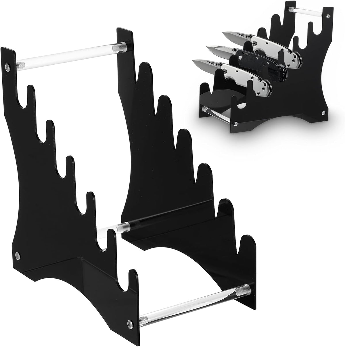 2 Pcs Knife Display Stand,Knife Holder Knife Storage Rack Acrylic Knife Display Case for Survival, Outdoor, EDC Mini Knife,dagger(Black)