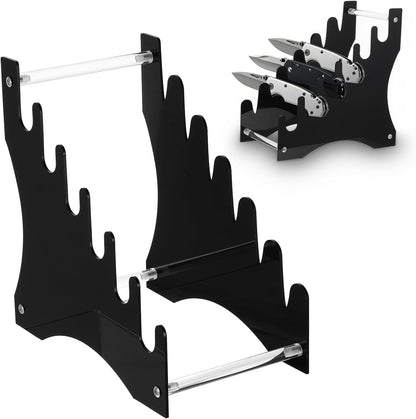2 Pcs Knife Display Stand,Knife Holder Knife Storage Rack Acrylic Knife Display Case for Survival, Outdoor, EDC Mini Knife,dagger(Black)