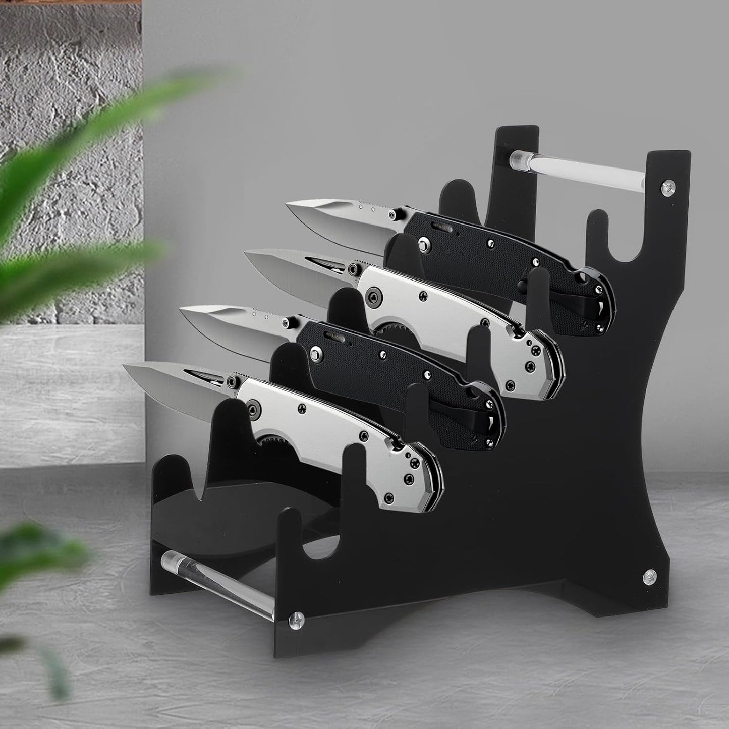 2 Pcs Knife Display Stand,Knife Holder Knife Storage Rack Acrylic Knife Display Case for Survival, Outdoor, EDC Mini Knife,dagger(Black)