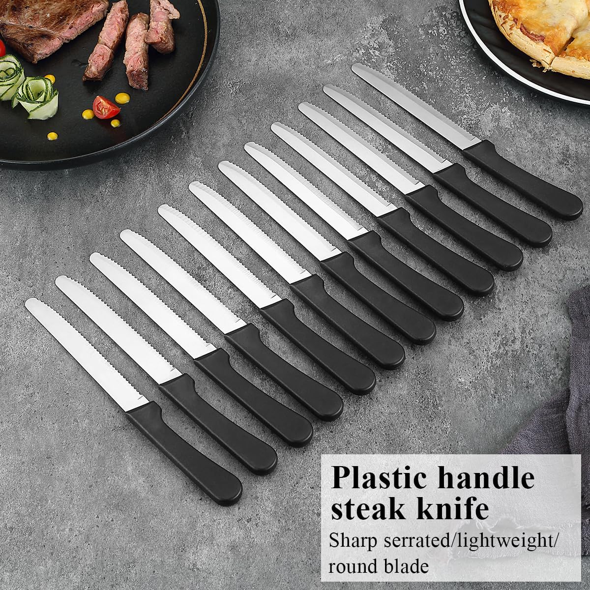Steak Knives Set of 12, Stainless Steel Steak Knife Set, Serrated Steak Knives, Gifts for Home, Restaurant, Parties, Wedding, Camping, Outdoor