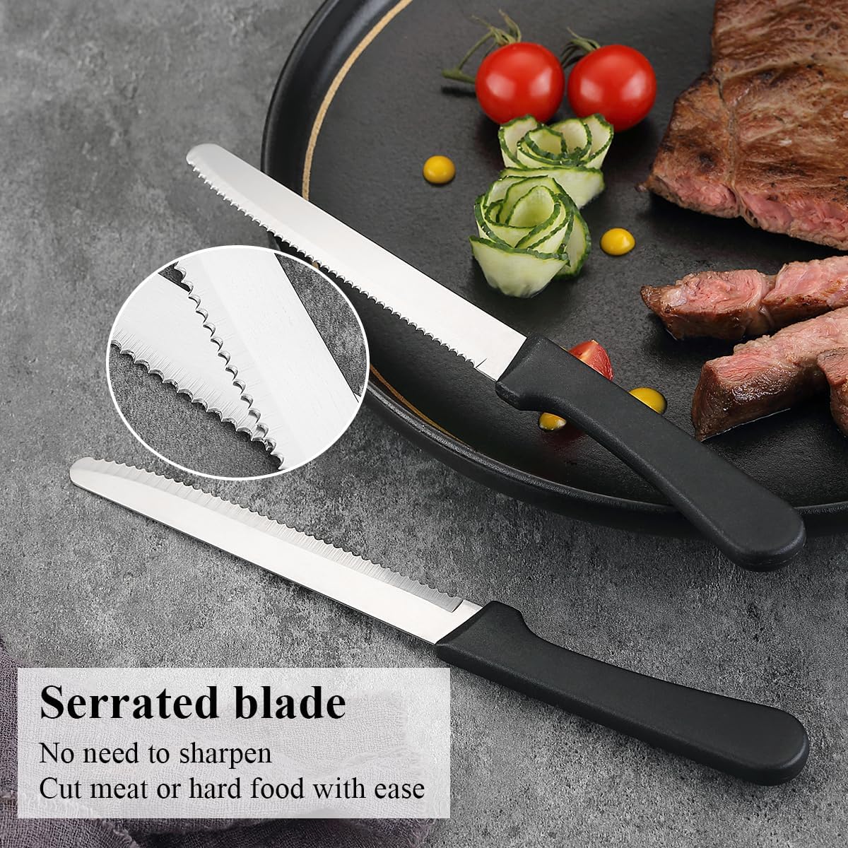 Steak Knives Set of 12, Stainless Steel Steak Knife Set, Serrated Steak Knives, Gifts for Home, Restaurant, Parties, Wedding, Camping, Outdoor
