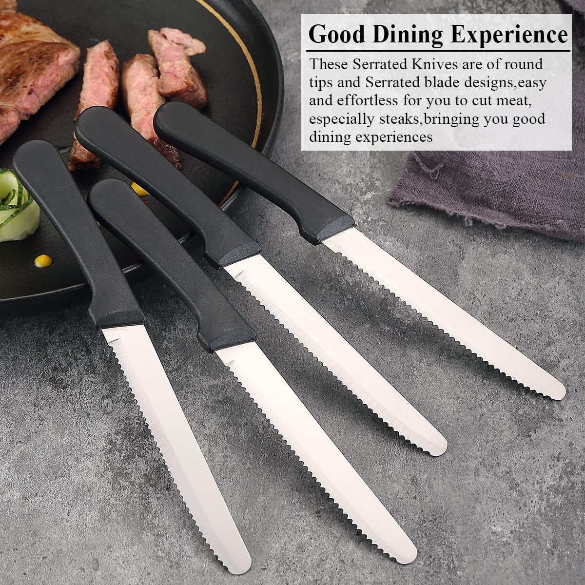 Steak Knives Set of 12, Stainless Steel Steak Knife Set, Serrated Steak Knives, Gifts for Home, Restaurant, Parties, Wedding, Camping, Outdoor