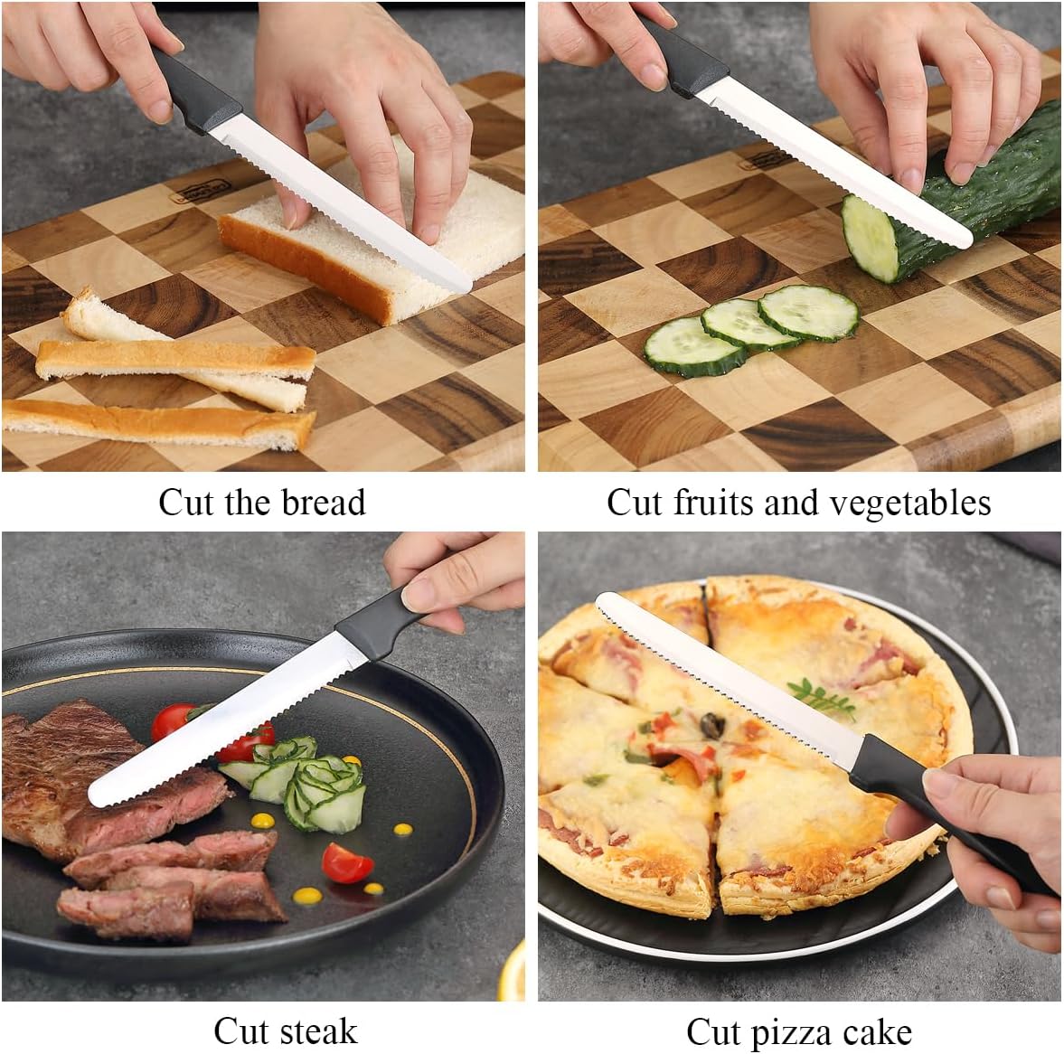Steak Knives Set of 12, Stainless Steel Steak Knife Set, Serrated Steak Knives, Gifts for Home, Restaurant, Parties, Wedding, Camping, Outdoor