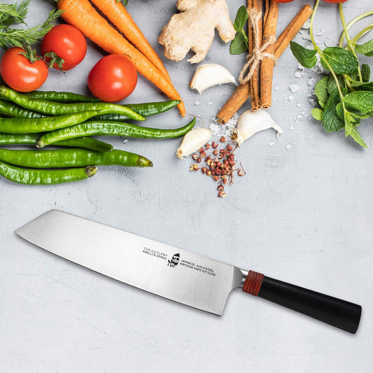 Kiritsuke Knife Chef Knife 8.5 inch Kitchen Knife Vegetable Cleaver Pro Japanese Chef Knife Vegetable Fruit Chopper, AUS-8 Stainless Steel with Pakkawood Handle Gift Box, Ring Lite Series