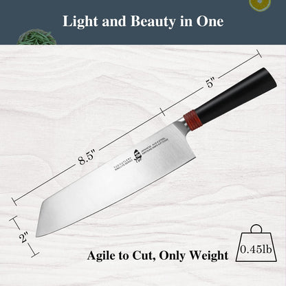 Kiritsuke Knife Chef Knife 8.5 inch Kitchen Knife Vegetable Cleaver Pro Japanese Chef Knife Vegetable Fruit Chopper, AUS-8 Stainless Steel with Pakkawood Handle Gift Box, Ring Lite Series
