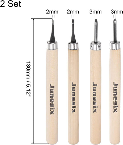 8pcs Wood Carving Knife Tools Chisels Set, Carbon Steel Small Flat Diagonal Round Triangle Graver for DIY Craft Sculpture Carpenter Beginners Experts, 2 Set