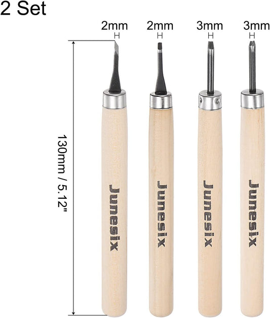 8pcs Wood Carving Knife Tools Chisels Set, Carbon Steel Small Flat Diagonal Round Triangle Graver for DIY Craft Sculpture Carpenter Beginners Experts, 2 Set