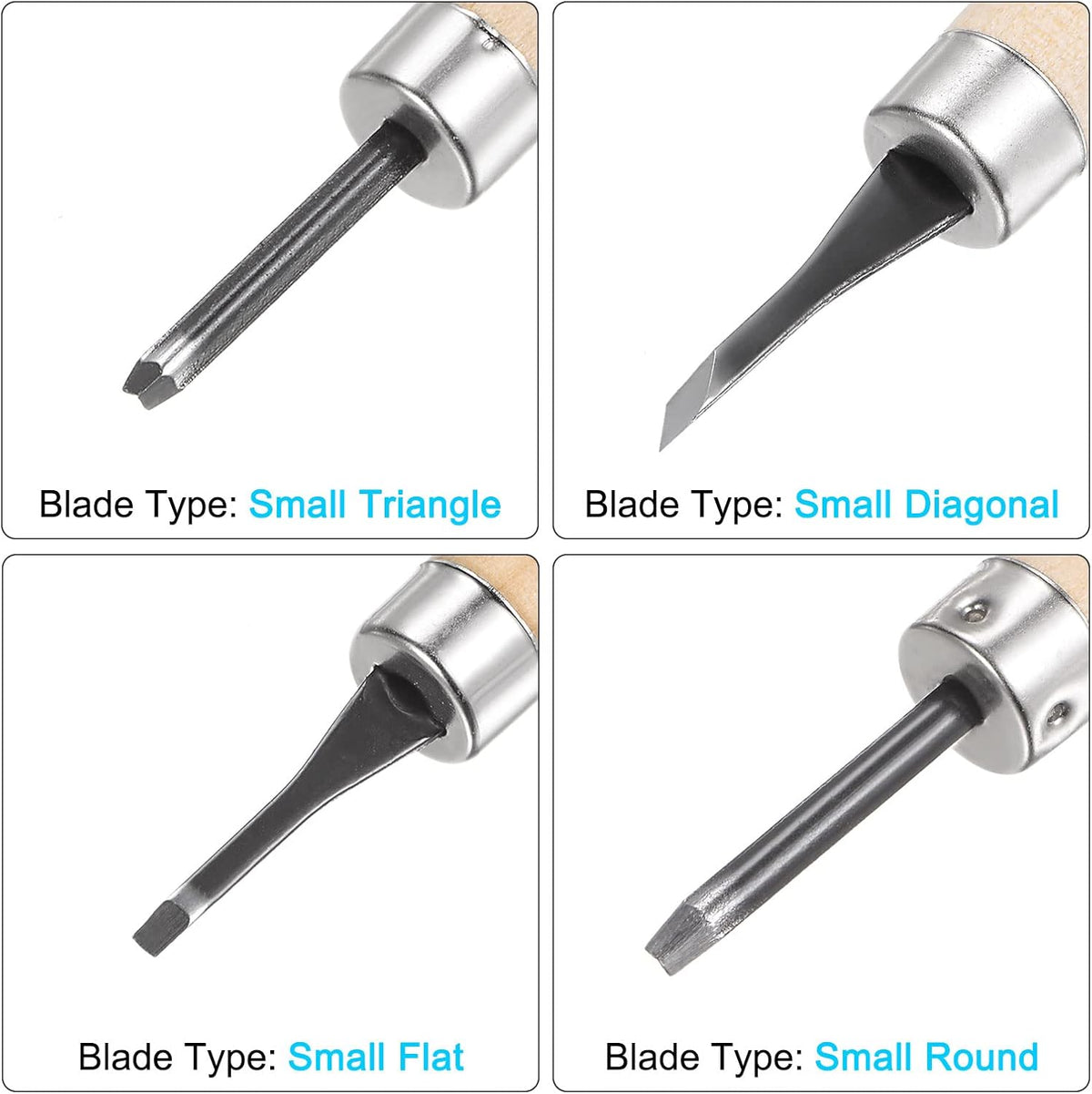 8pcs Wood Carving Knife Tools Chisels Set, Carbon Steel Small Flat Diagonal Round Triangle Graver for DIY Craft Sculpture Carpenter Beginners Experts, 2 Set