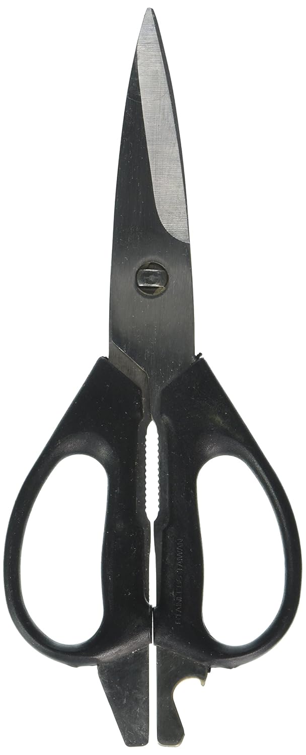 E6606 Kitchen Shears, Stainless Steel, Ergonomic Soft Grip Handles, Non-Slip Comfort Grip, Disassembles for Easy Cleaning, 8-3/8" x 3-3/8" x 1/2", Black