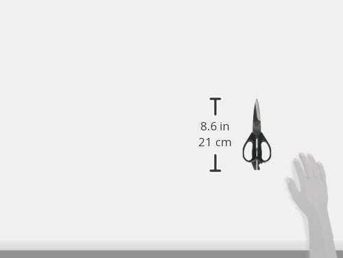 E6606 Kitchen Shears, Stainless Steel, Ergonomic Soft Grip Handles, Non-Slip Comfort Grip, Disassembles for Easy Cleaning, 8-3/8" x 3-3/8" x 1/2", Black