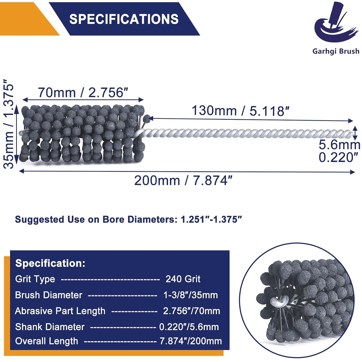 Garhgi 1-3/8 Inch Cylinder Hone with 240 Grit Flexible Resilient Ball | Silicon Carbide 35mm, Automotive Motorcycle Brake Cylinder Piston Ring Fitting Porting Valve Guide, Restoration Deglaze Clean