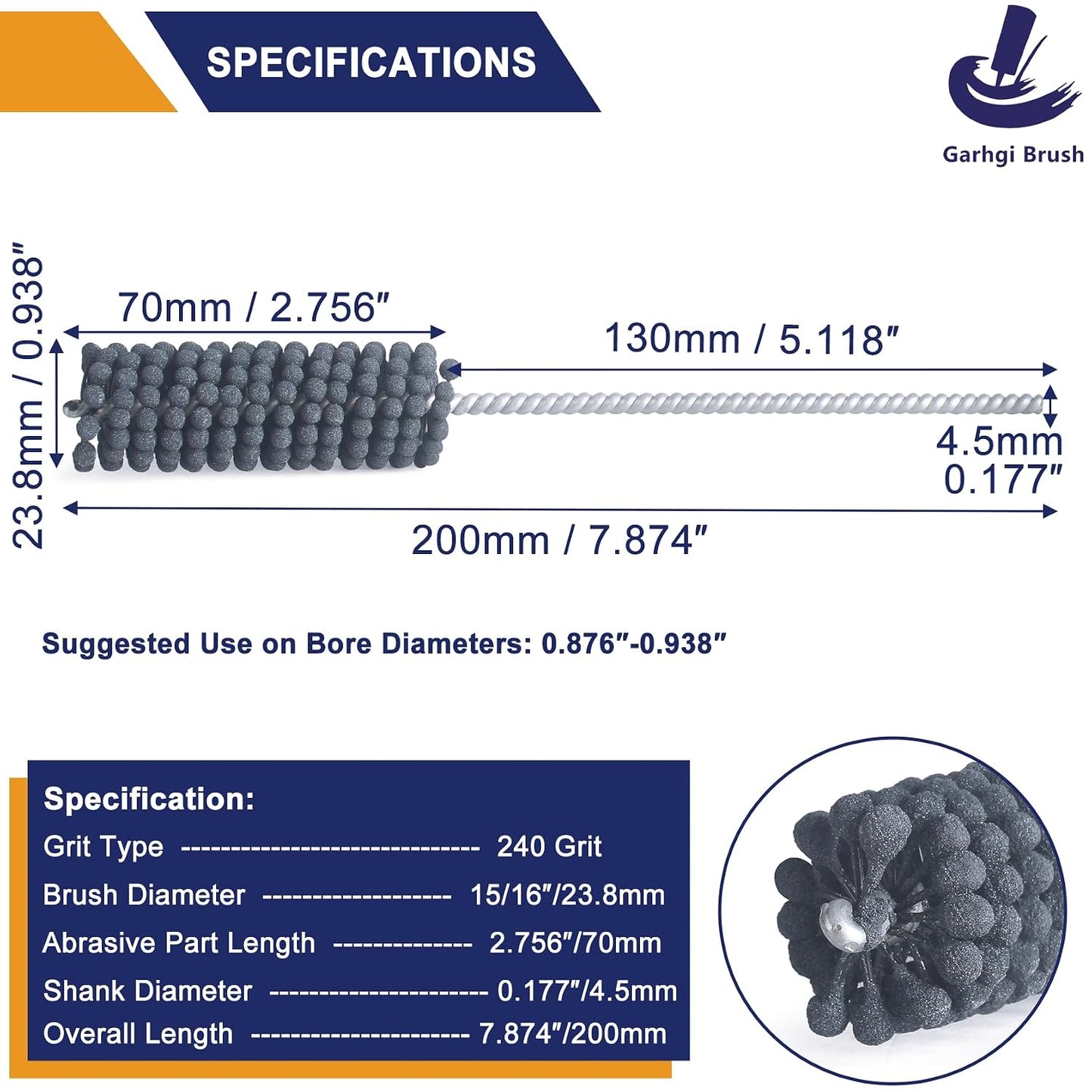 Garhgi 1-3/8 Inch Cylinder Hone with 240 Grit Flexible Resilient Ball | Silicon Carbide 35mm, Automotive Motorcycle Brake Cylinder Piston Ring Fitting Porting Valve Guide, Restoration Deglaze Clean