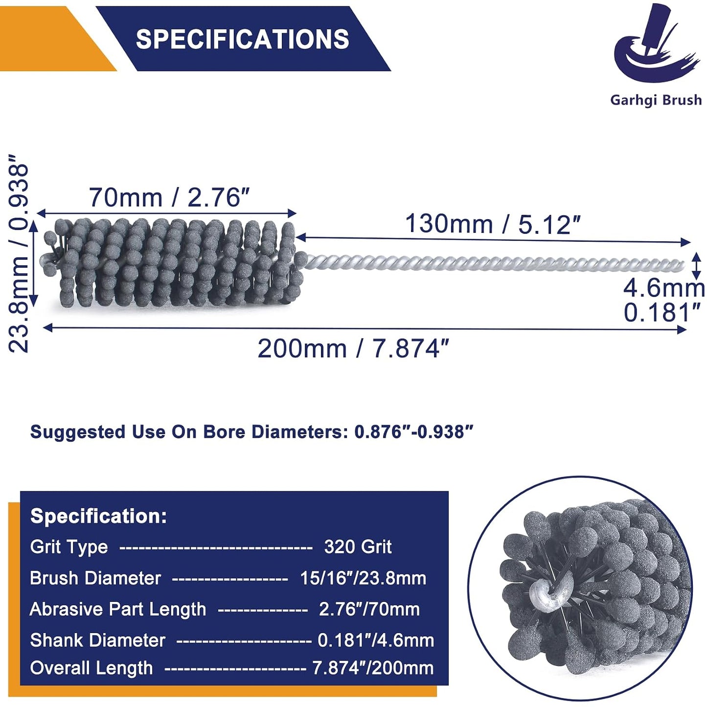 Garhgi 1-3/8 Inch Cylinder Hone with 240 Grit Flexible Resilient Ball | Silicon Carbide 35mm, Automotive Motorcycle Brake Cylinder Piston Ring Fitting Porting Valve Guide, Restoration Deglaze Clean