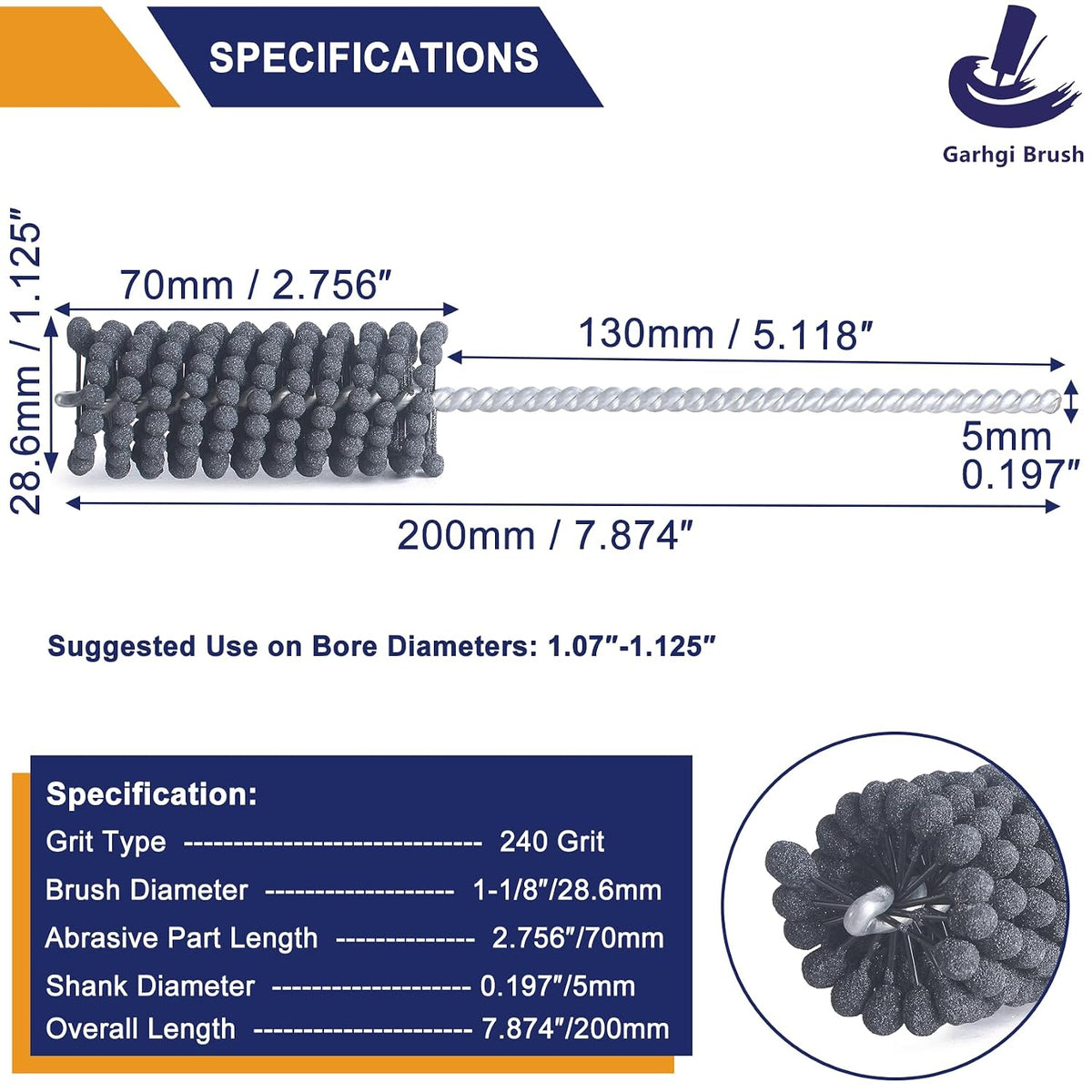 Garhgi 1-3/8 Inch Cylinder Hone with 240 Grit Flexible Resilient Ball | Silicon Carbide 35mm, Automotive Motorcycle Brake Cylinder Piston Ring Fitting Porting Valve Guide, Restoration Deglaze Clean
