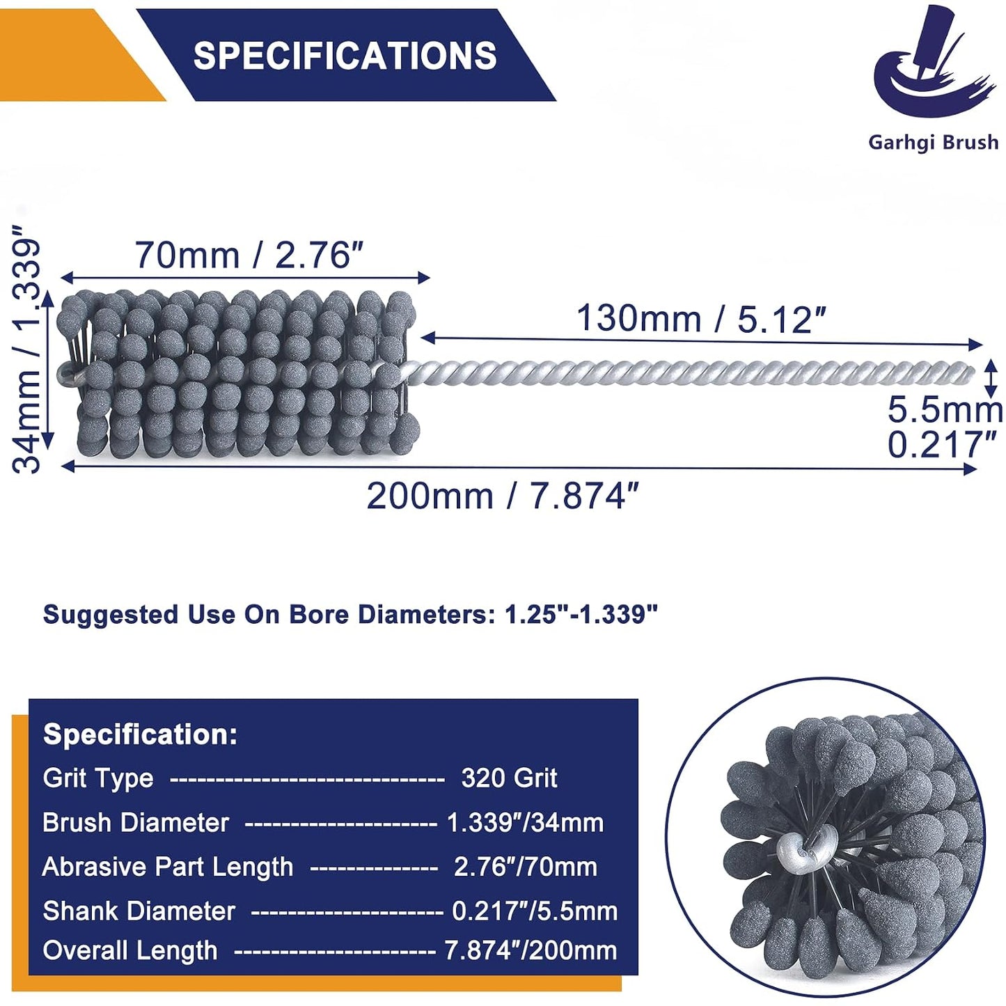 Garhgi 1-3/8 Inch Cylinder Hone with 240 Grit Flexible Resilient Ball | Silicon Carbide 35mm, Automotive Motorcycle Brake Cylinder Piston Ring Fitting Porting Valve Guide, Restoration Deglaze Clean