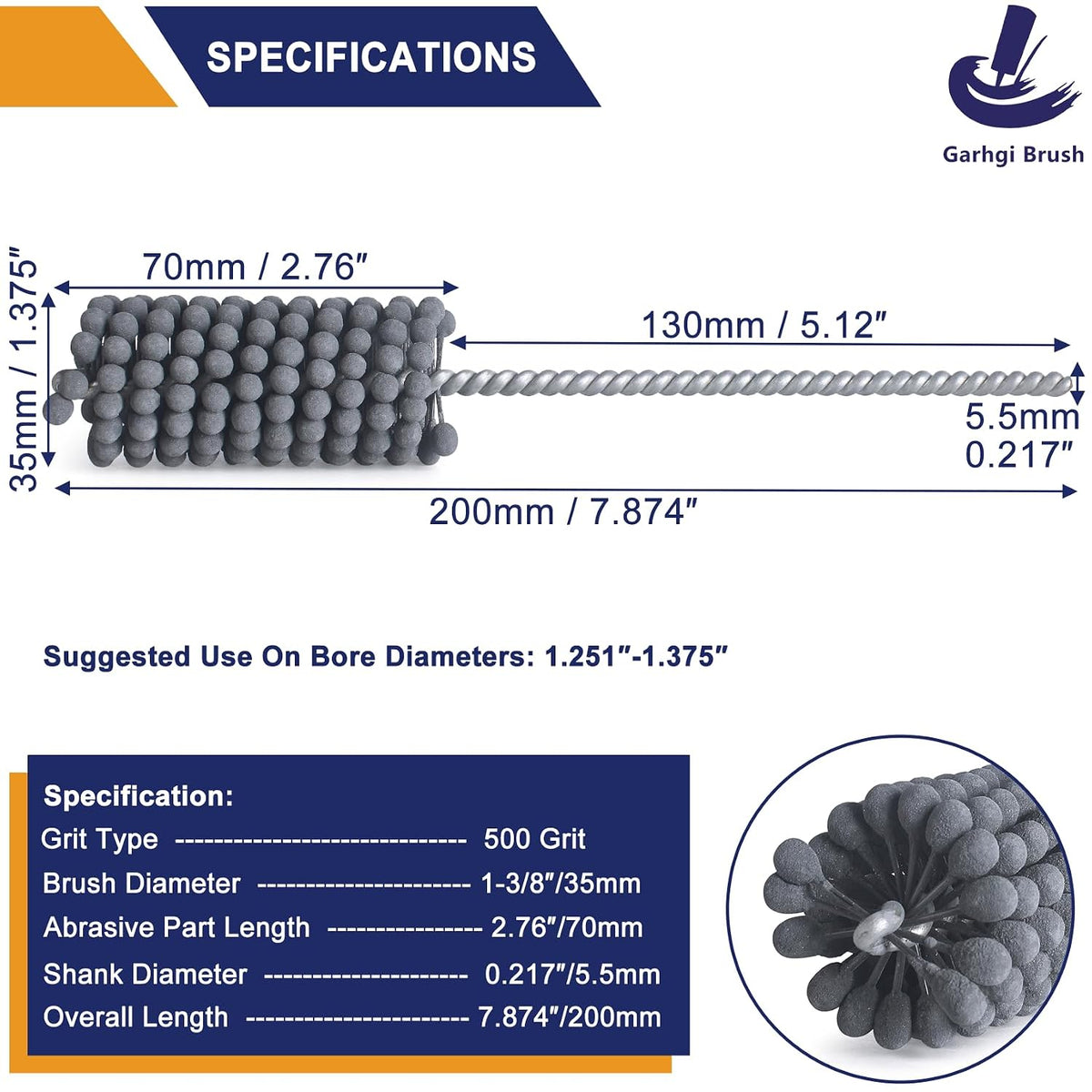 Garhgi 1-3/8 Inch Cylinder Hone with 240 Grit Flexible Resilient Ball | Silicon Carbide 35mm, Automotive Motorcycle Brake Cylinder Piston Ring Fitting Porting Valve Guide, Restoration Deglaze Clean
