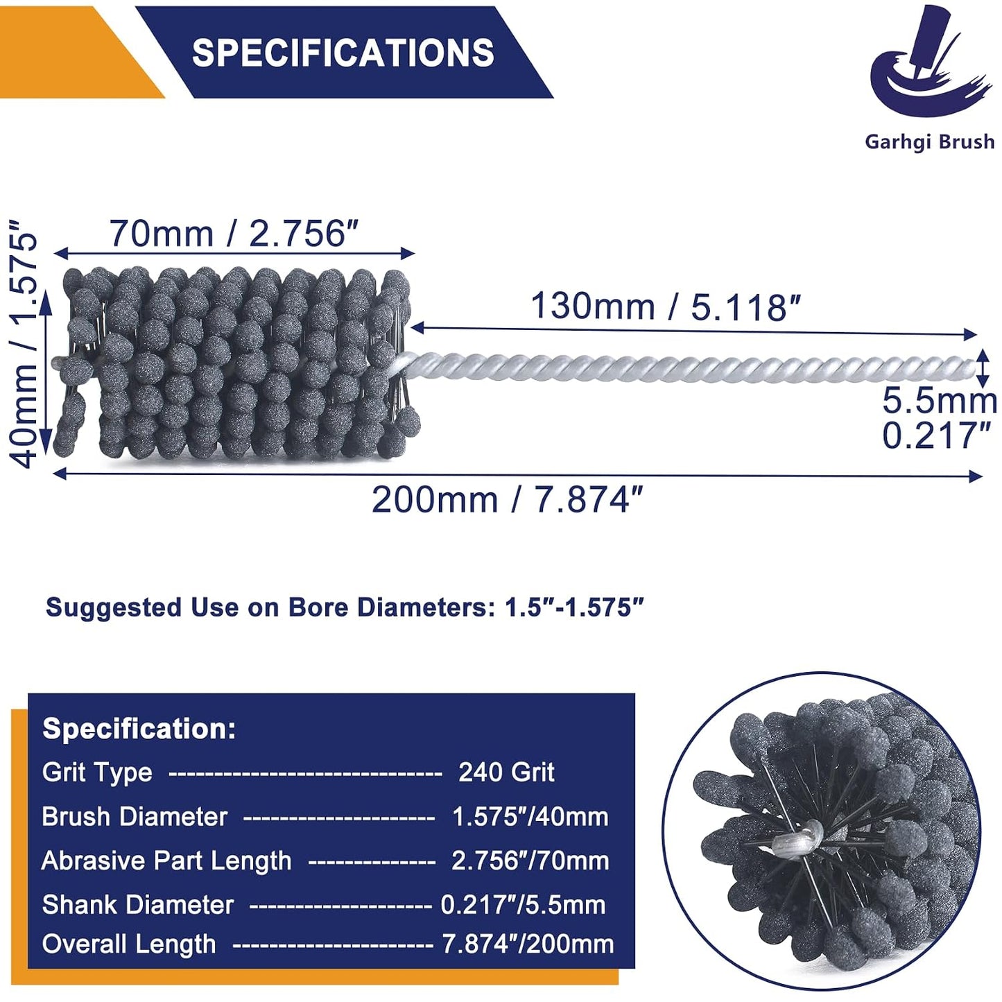 Garhgi 1-3/8 Inch Cylinder Hone with 240 Grit Flexible Resilient Ball | Silicon Carbide 35mm, Automotive Motorcycle Brake Cylinder Piston Ring Fitting Porting Valve Guide, Restoration Deglaze Clean