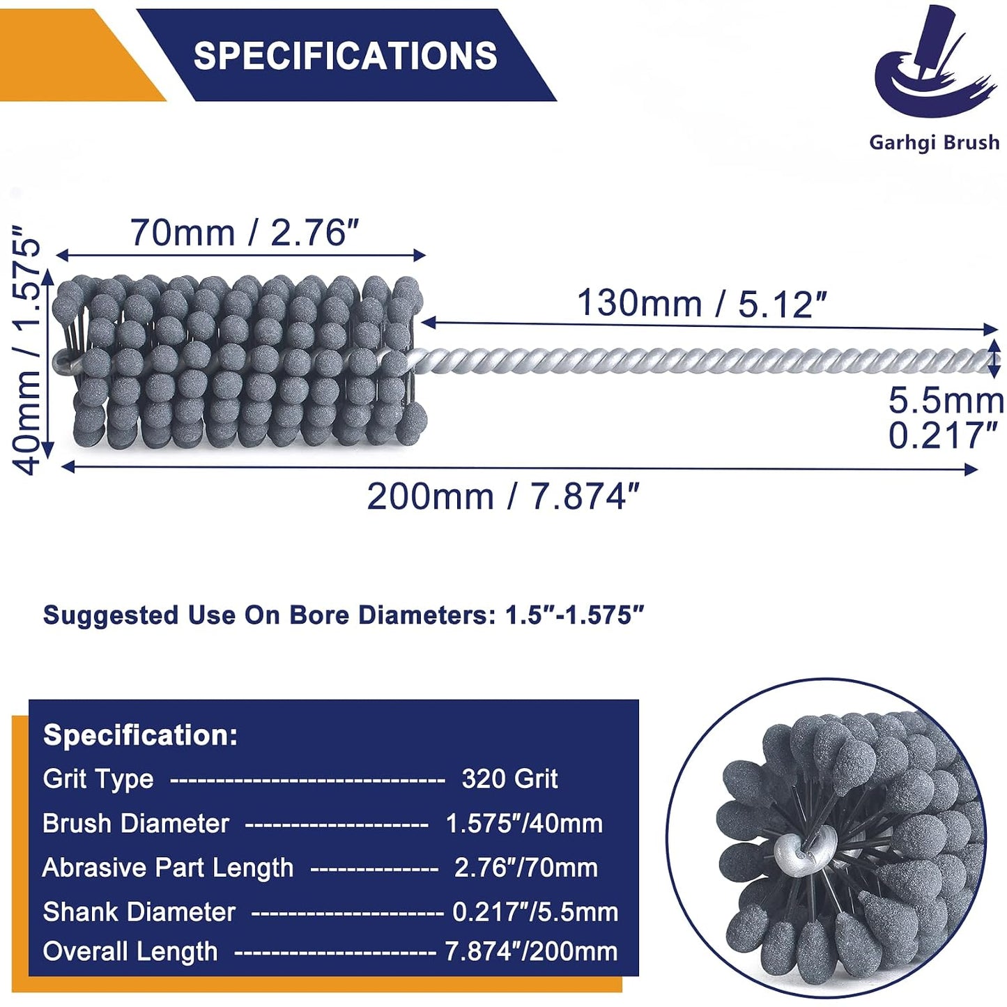 Garhgi 1-3/8 Inch Cylinder Hone with 240 Grit Flexible Resilient Ball | Silicon Carbide 35mm, Automotive Motorcycle Brake Cylinder Piston Ring Fitting Porting Valve Guide, Restoration Deglaze Clean