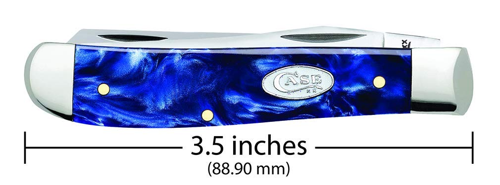 Case WR XX Pocket Knife Mini Trapper Sparxx Blue Pearl Kirinite Item #23432 - (10207 SS) - Length Closed: 3 1/2 Inches