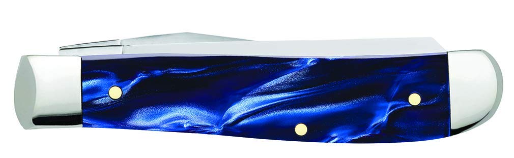 Case WR XX Pocket Knife Mini Trapper Sparxx Blue Pearl Kirinite Item #23432 - (10207 SS) - Length Closed: 3 1/2 Inches