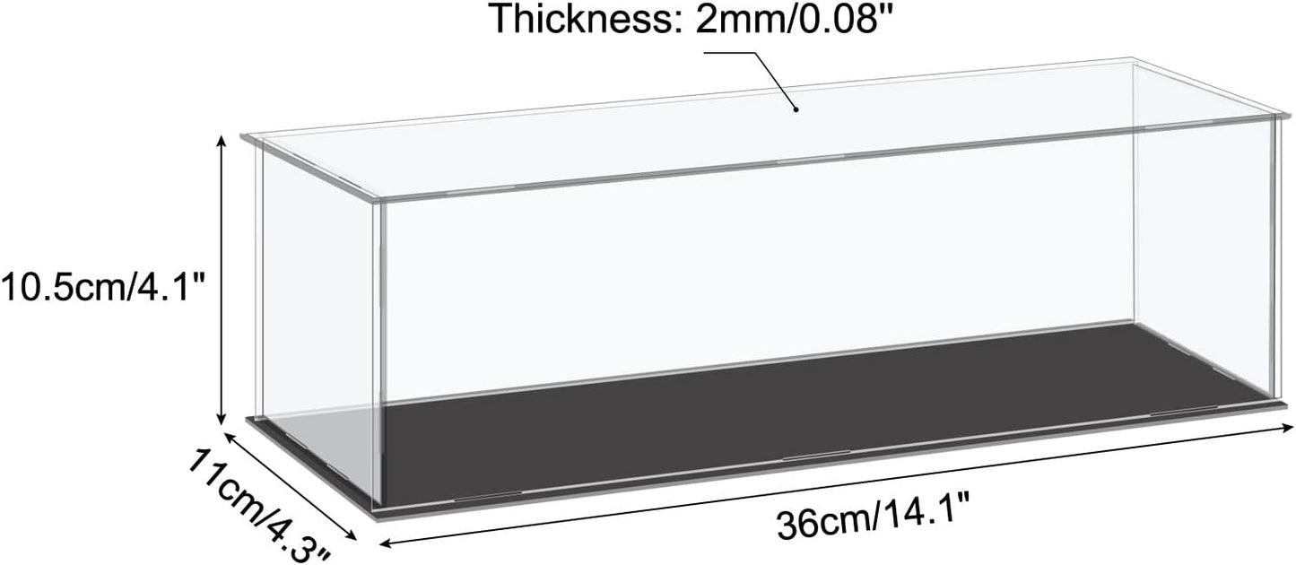 Acrylic Display Case Plastic Box Cube Storage Box Clear Small Assemble Dustproof Showcase 14.1x4.3x4.1 Inch for Collectibles Items