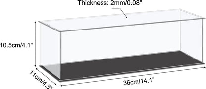 Acrylic Display Case Plastic Box Cube Storage Box Clear Small Assemble Dustproof Showcase 14.1x4.3x4.1 Inch for Collectibles Items