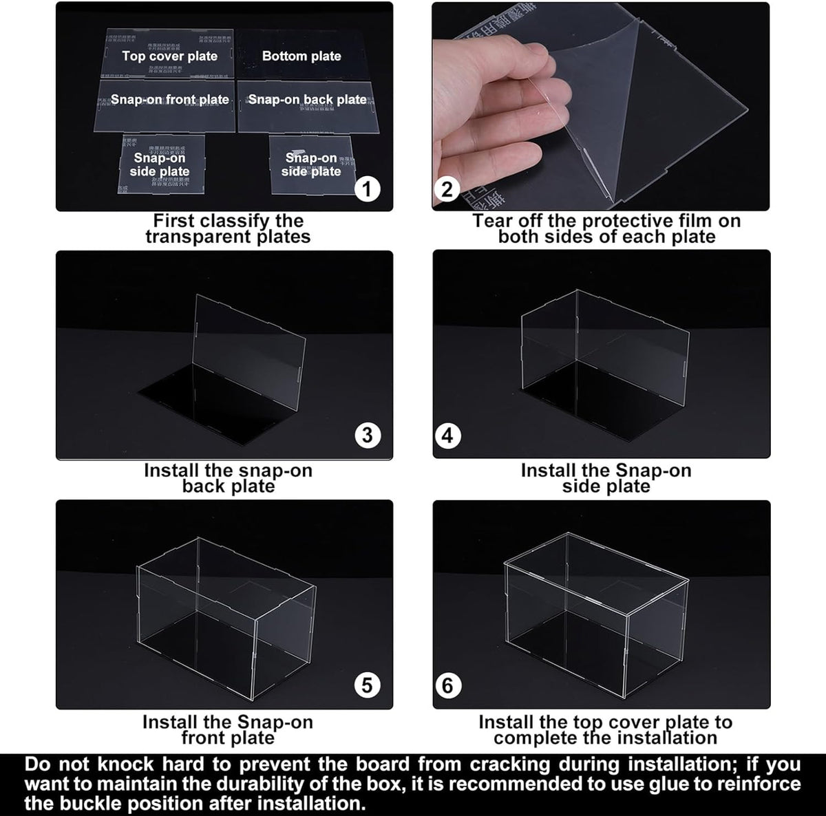 Acrylic Display Case Plastic Box Cube Storage Box Clear Small Assemble Dustproof Showcase 14.1x4.3x4.1 Inch for Collectibles Items