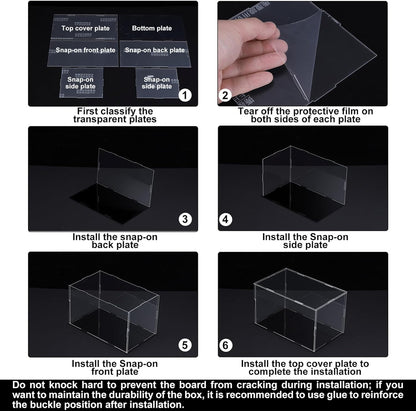 Acrylic Display Case Plastic Box Cube Storage Box Clear Small Assemble Dustproof Showcase 14.1x4.3x4.1 Inch for Collectibles Items