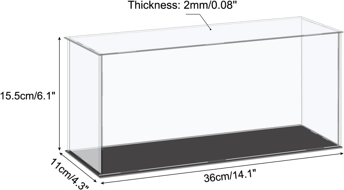 Acrylic Display Case Plastic Box Cube Storage Box Clear Small Assemble Dustproof Showcase 14.1x4.3x4.1 Inch for Collectibles Items