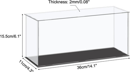 Acrylic Display Case Plastic Box Cube Storage Box Clear Small Assemble Dustproof Showcase 14.1x4.3x4.1 Inch for Collectibles Items