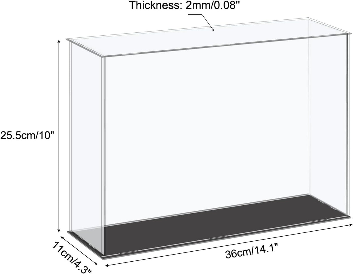 Acrylic Display Case Plastic Box Cube Storage Box Clear Small Assemble Dustproof Showcase 14.1x4.3x4.1 Inch for Collectibles Items