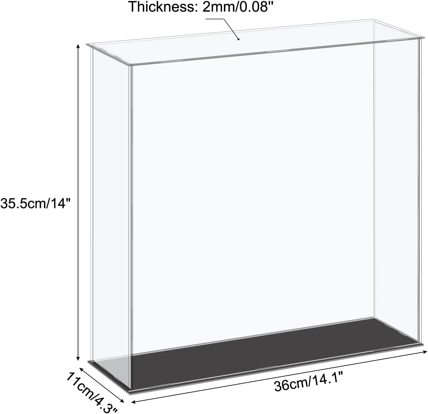 Acrylic Display Case Plastic Box Cube Storage Box Clear Small Assemble Dustproof Showcase 14.1x4.3x4.1 Inch for Collectibles Items