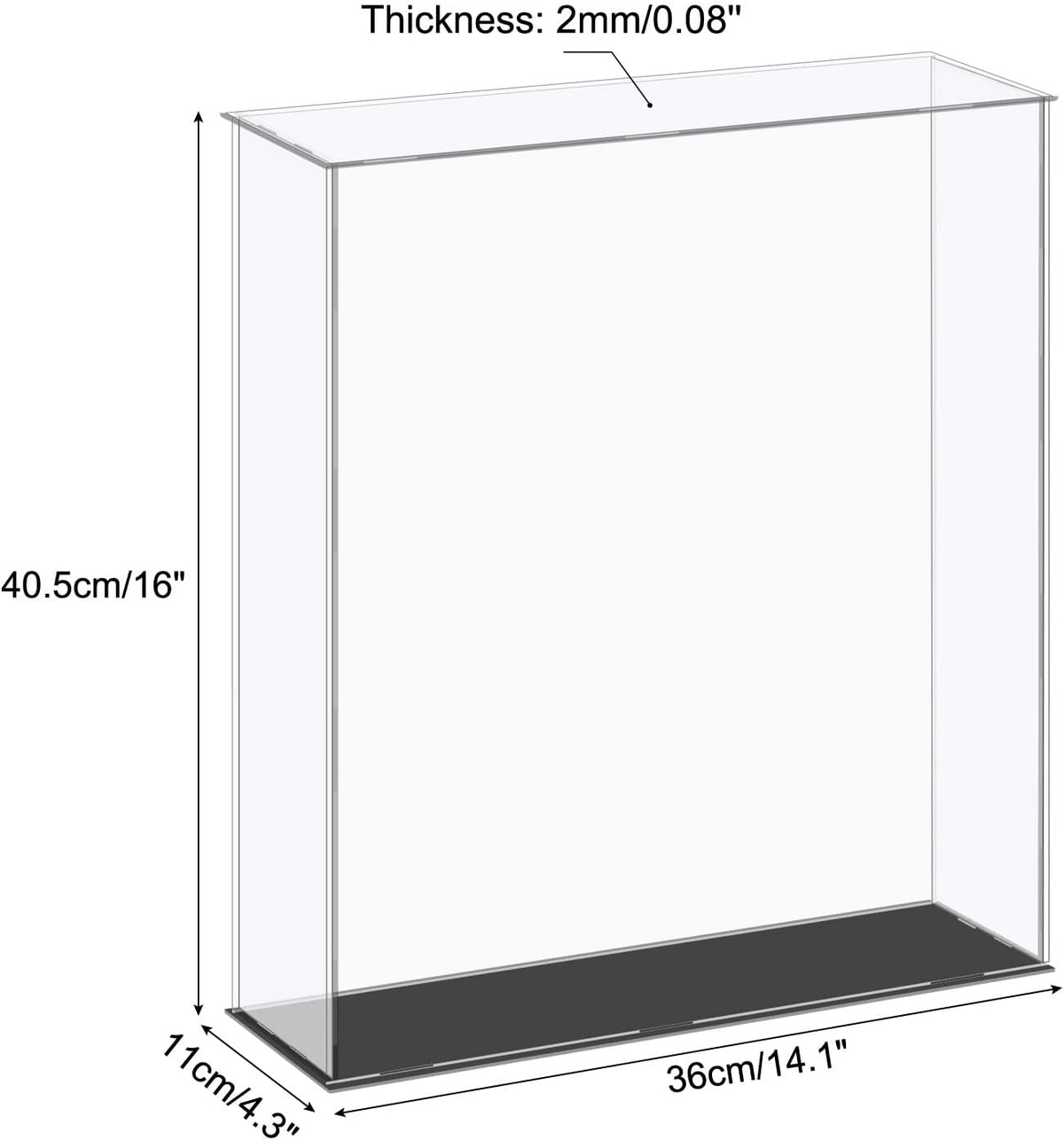 Acrylic Display Case Plastic Box Cube Storage Box Clear Small Assemble Dustproof Showcase 14.1x4.3x4.1 Inch for Collectibles Items