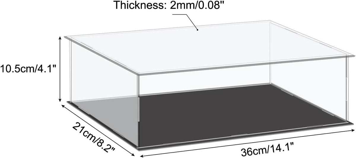 Acrylic Display Case Plastic Box Cube Storage Box Clear Small Assemble Dustproof Showcase 14.1x4.3x4.1 Inch for Collectibles Items